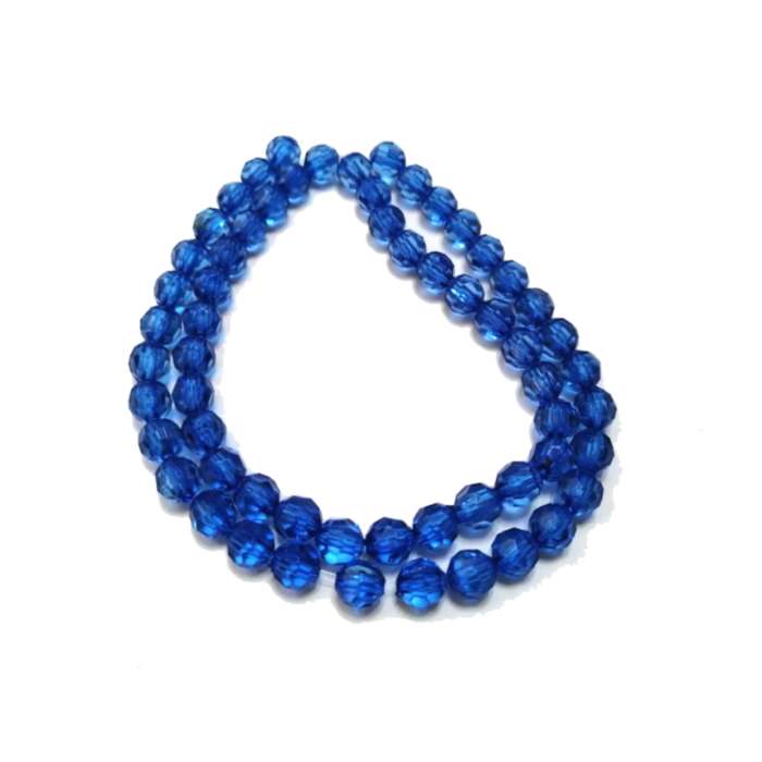 Beads / Acrylic Beads -6mm -60pcs-round blue facetted - crystal optic - for jewellery crafting