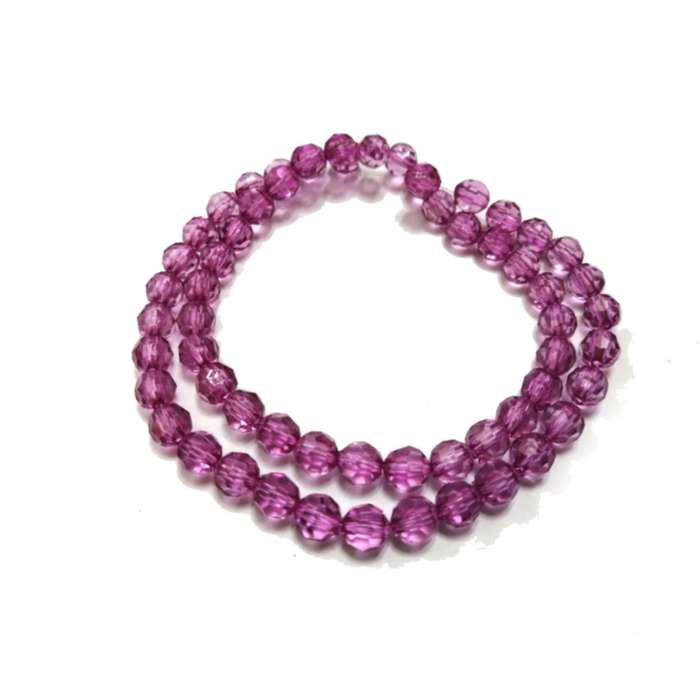 Beads / Acrylic Beads -6mm -60pcs-round pink facetted - crystal optic - for jewellery crafting
