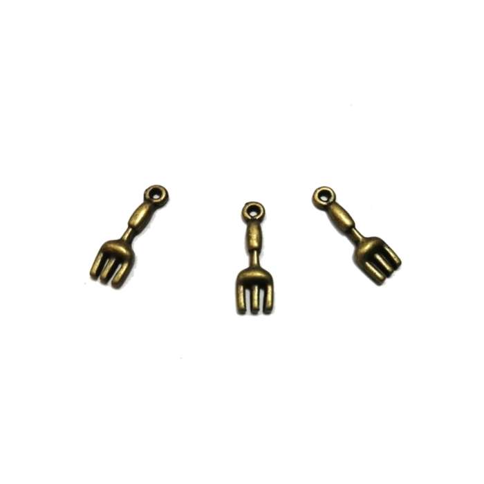 Pendant / Forks- Pendants - 3pcs - +/-21mm antique gold color / for crafting