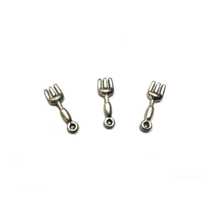 Pendant / Forks- Pendants - 3pcs - +/-21mm silver color / for crafting