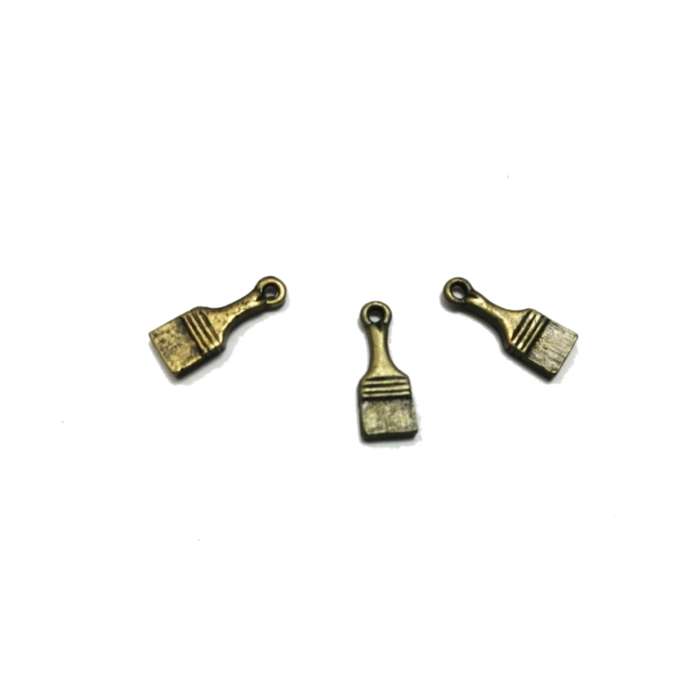 Pendant / Brushes- Pendants - 3pcs - +/-16mm antique gold color / for crafting