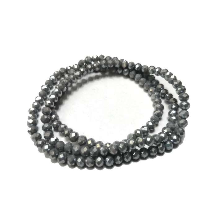 Beads - Crystal Beads - 4mm - silver smoked grey  +/- 130pcs String - Beads for crafting