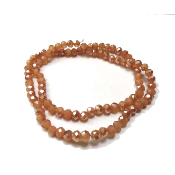 Beads / Crystal Beads -6mm- silver smoked orange brown- String+/-95pcs / Beads for crafting