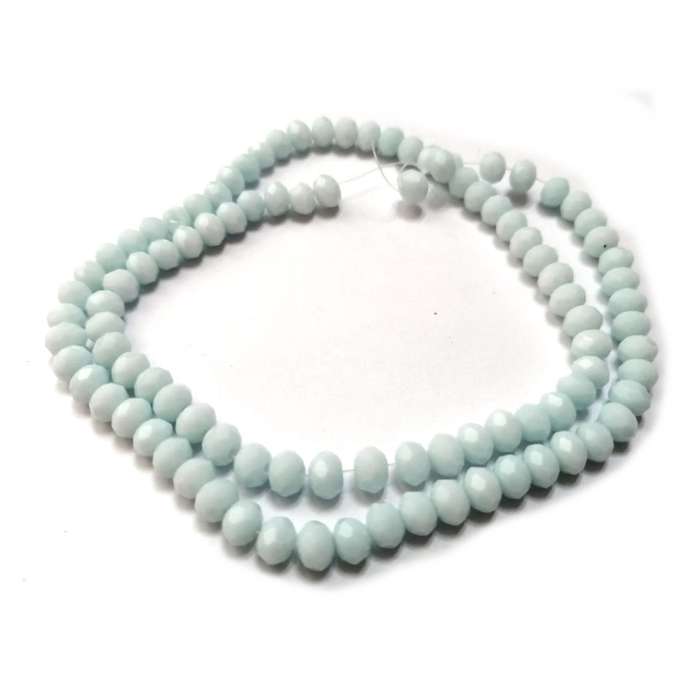 Beads / Crystal Beads -6mm- mat milky light blue- String+/-95pcs / Beads for crafting