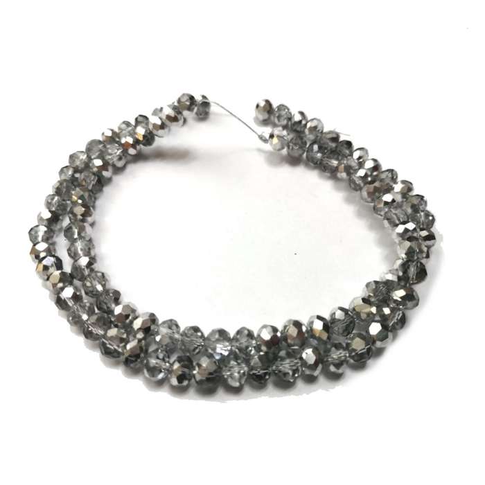 Beads / Crystal Beads -6mm- silver smoked grey - String+/-95pcs / Beads for crafting