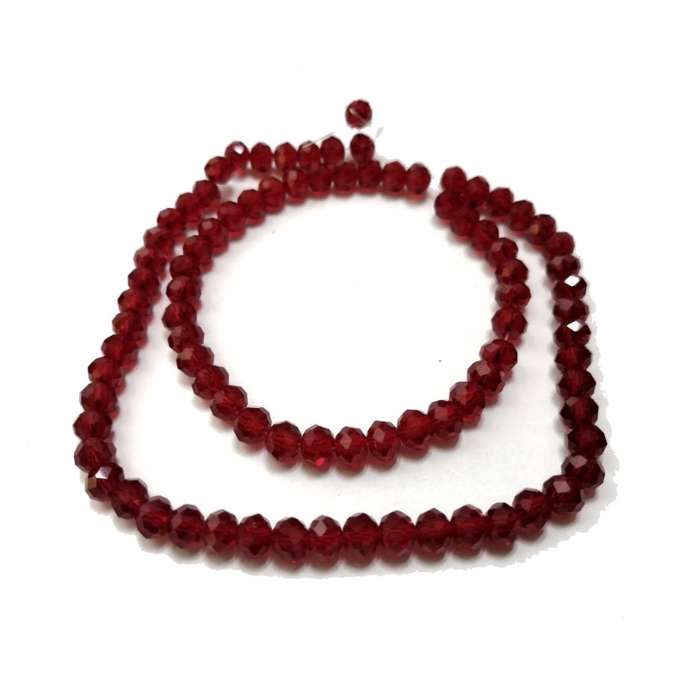 Beads / Crystal Beads -6mm- clear dark red - String+/-95pcs / Beads for crafting
