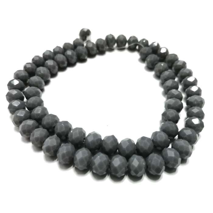 Beads / Crystal Beads - 8mm -mat grey- String +/-68pcs / Beads for crafting