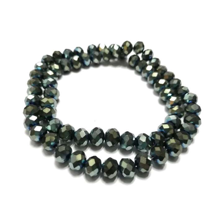 Beads / Crystal Beads - 8mm -metalic blue green- String +/-68pcs / Beads for crafting