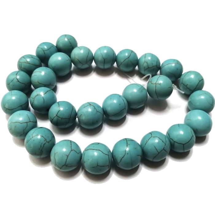 Beads / Howlite  - Stone Beads - 14mm tuquoise ball  - +/-28pcs strand / Beads for crafting