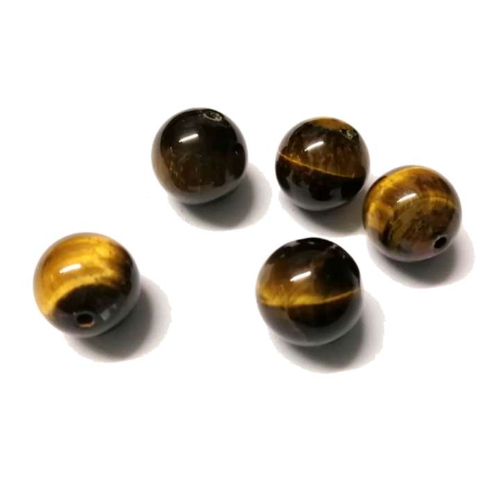 Beads / Tigereye Beads - 5pcs  - 12mm balls / Beads for crafting