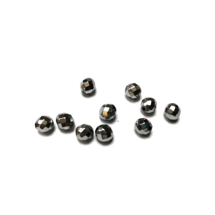 Beads / Hematite Beads -6mm ball  -faceted silver plated - 10pcs / Beads for crafting