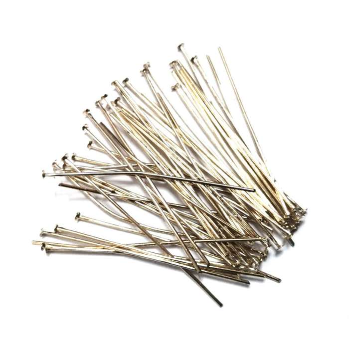 Findings / Head Pins - 50pcs  - 50mm - Gold Color / Findings for crafting