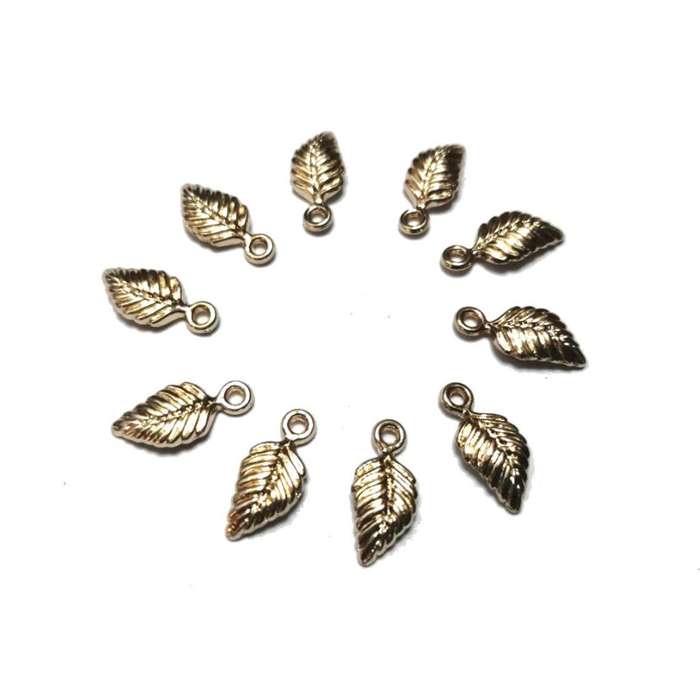 Pendants / Pendant - Gold Metal Leaves - 100pcs - 14x6mm / Pendants for crafting