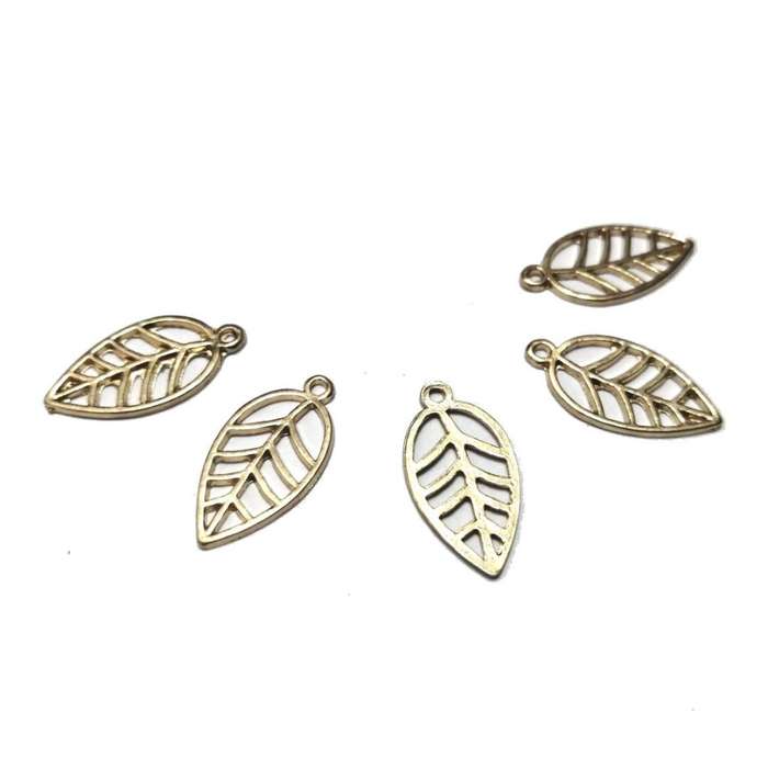 Pendants / Pendant - Gold Metal Leaves - 5pcs - 22x11mm / Pendants for crafting