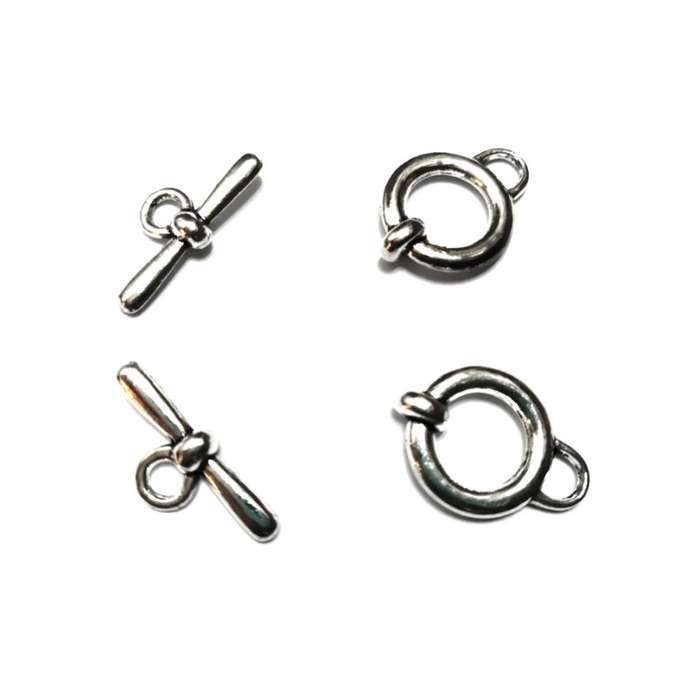 Clasps / Toggle Clasp 2 pairs  -  Ring part size 23x17mm silver color / Beads for crafting