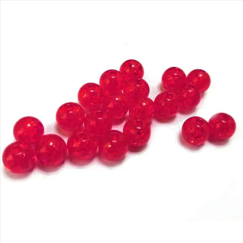 Beads / Acrylic Beads - 8mm -  20 pcs - red - glass crackle optic / Beads for crafting