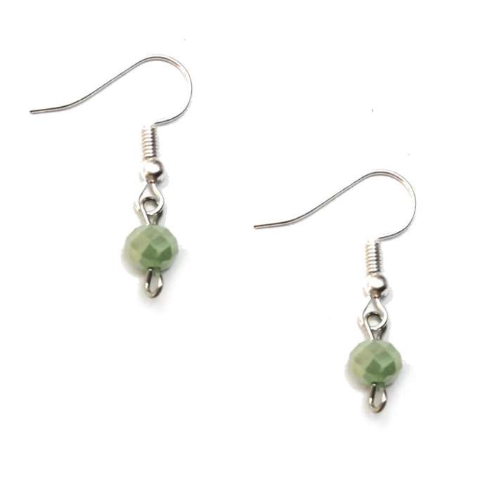 Findings - Earring Hooks - 2 pairs  - Crystal  beads milky green- Findings for crafting