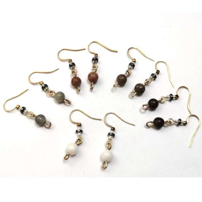 Findings - Earring Hooks -5pairs -Gemstone beads and tiny Hematite beads- Findings for crafting