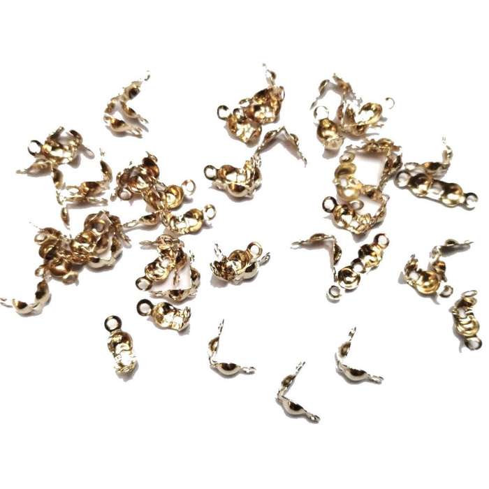 Beads / Calottes Cord Ends   - 4mm - 50pcs - Gold color / Beads for crafting