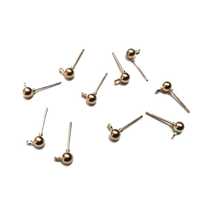 Findings - Earring Pin with loop to connect -Top Quality 10pcs - Gold color- Findings for crafting