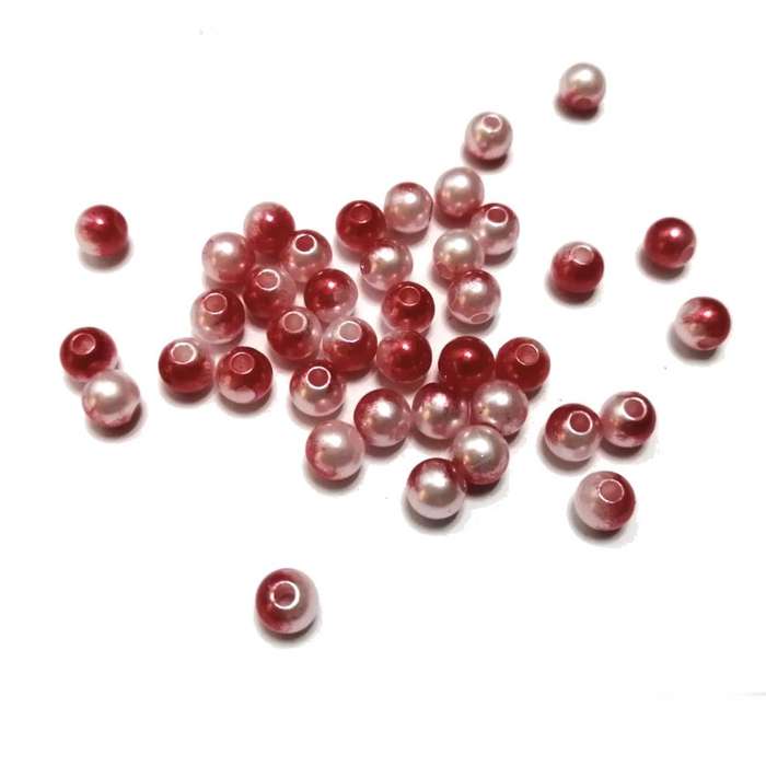 Beads / Acrylic Beads -6mm ball -40pcs- red / white blurred / Beads for crafting