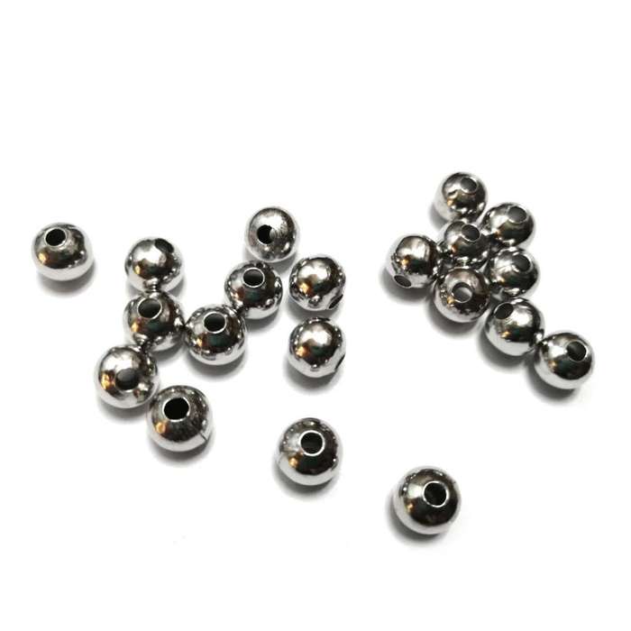 Beads / Metal Beads - 20pcs - 8mm -ball- Rhodium color -Hole +/- 2.5mm / Beads for crafting