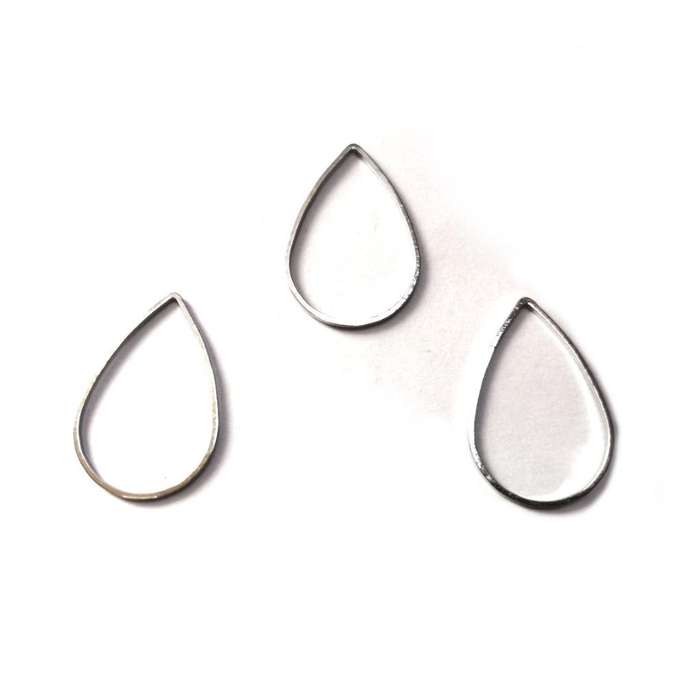 Findings - Shapes for resin / macrame / clay work 10pcs -25x17mm silver color- Findings for crafting