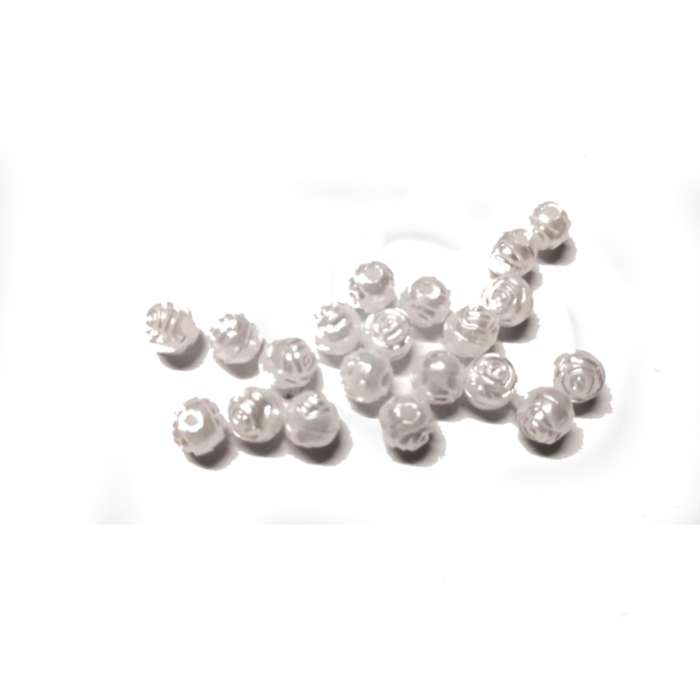 Beads / Acrylic Beads - 6mm -  20 pcs - pearl white Roses - for jewellery crafting