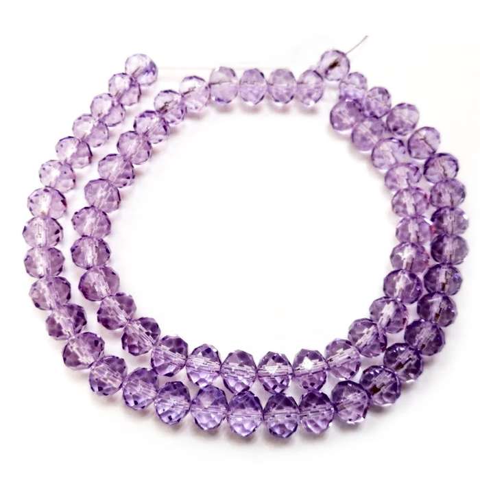 Beads / Crystal Beads - 8mm -clear purple +/-68pcs -40cm string / Beads for crafting
