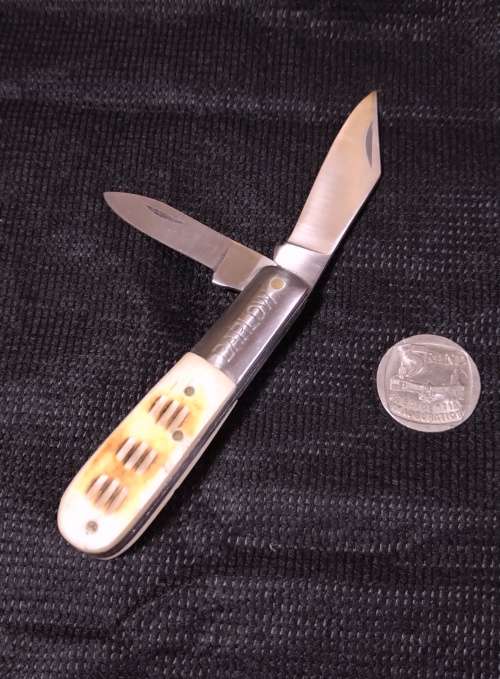Barlow Vintage 2 blade folding pocket knife. Bone Handle