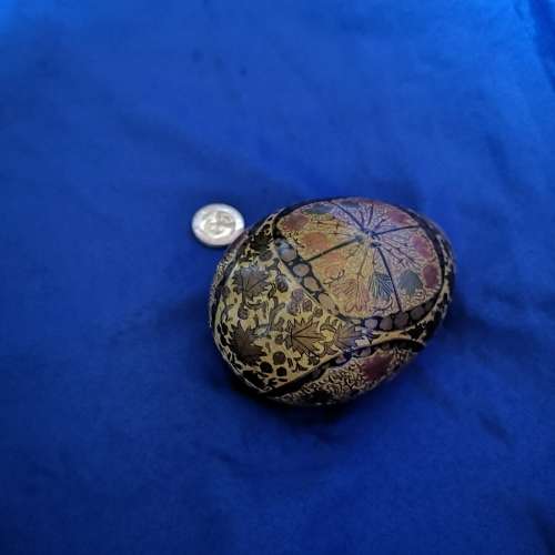 Vintage Lacquered Egg Shaped Trinket Box Floral Handpainted Artwork
