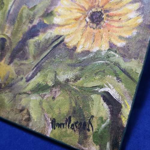 Vtg Stunning Floral Paintings (2) by Ann Maree. Mounted +- 265mm Square