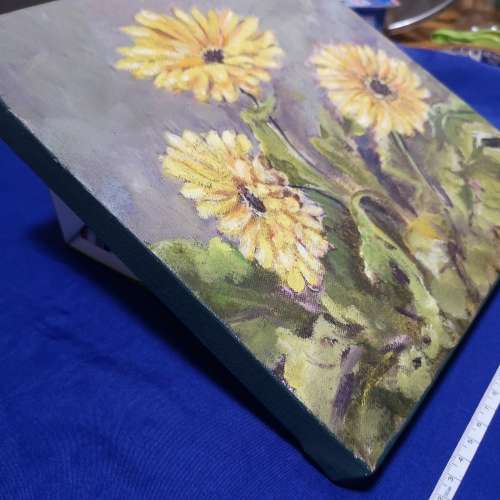 Vtg Stunning Floral Paintings (2) by Ann Maree. Mounted +- 265mm Square