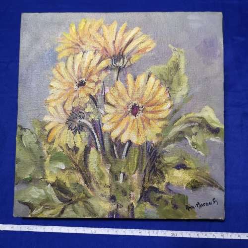 Vtg Stunning Floral Paintings (2) by Ann Maree. Mounted +- 265mm Square