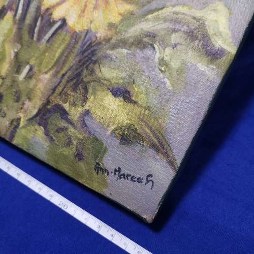 Vtg Stunning Floral Paintings (2) by Ann Maree. Mounted +- 265mm Square