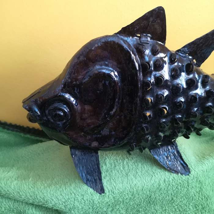 Vintage Metal Fish sculpture Handmade. Approx 470mm Head to Tail