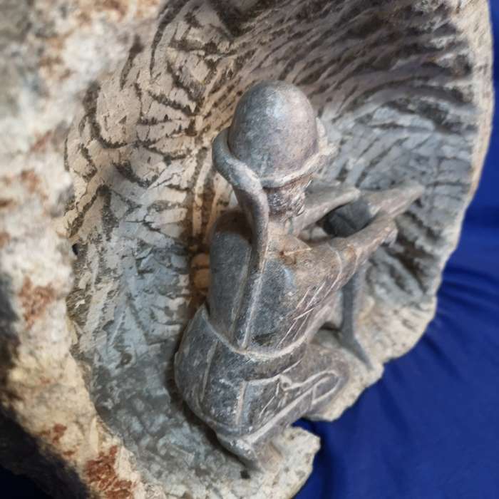 Mining Folk Art 3 D Miner Carved/ Sculpted from One Piece of Rock Unique. vintage