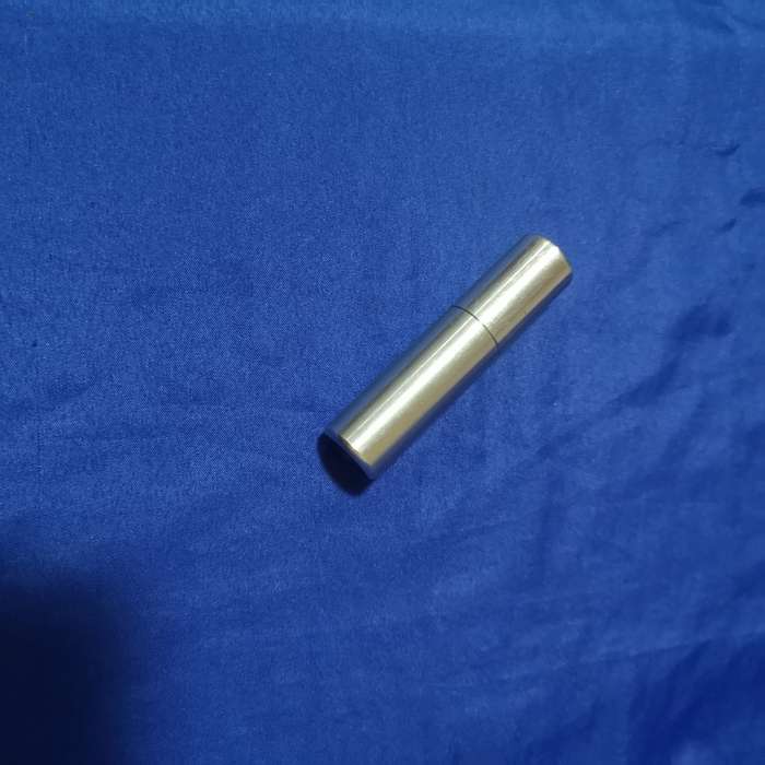 Miniature Stainless steel storage tube, heavy gauge, threaded lid.