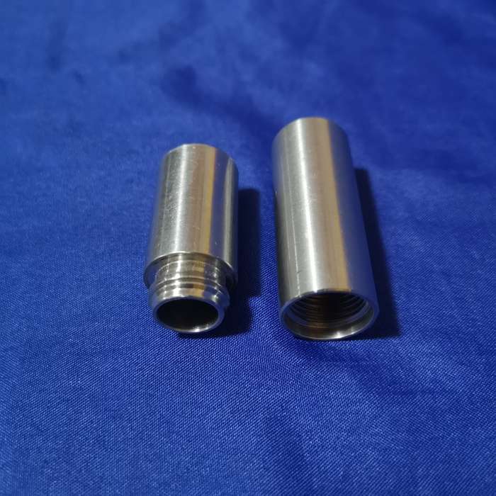 Miniature Stainless steel storage tube, heavy gauge, threaded lid.