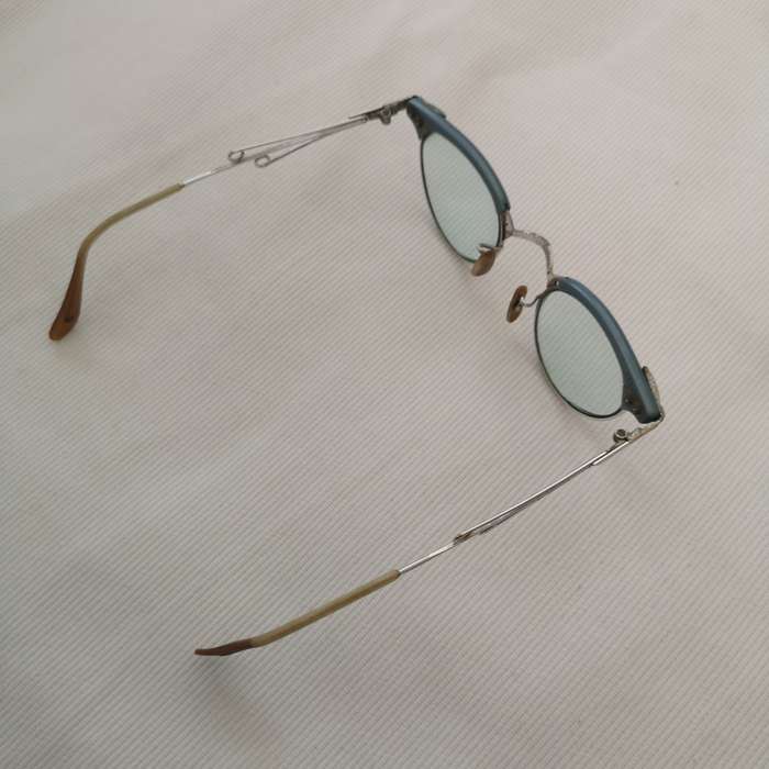 Bausch & Lomb- Vintage Cat Eye Glasses 1/10 12k GF. White Gold filled Eyewear Blue 1950s RARE