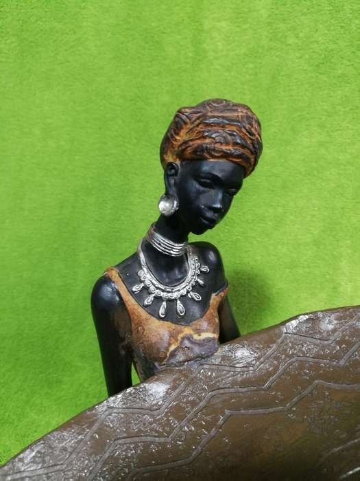 African Statue Sculpture, resin handprinted. Ideal as Reception area sweet/ business cards bowl