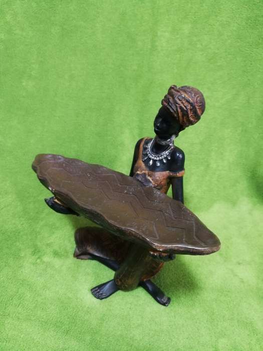 African Statue Sculpture, resin handprinted. Ideal as Reception area sweet/ business cards bowl