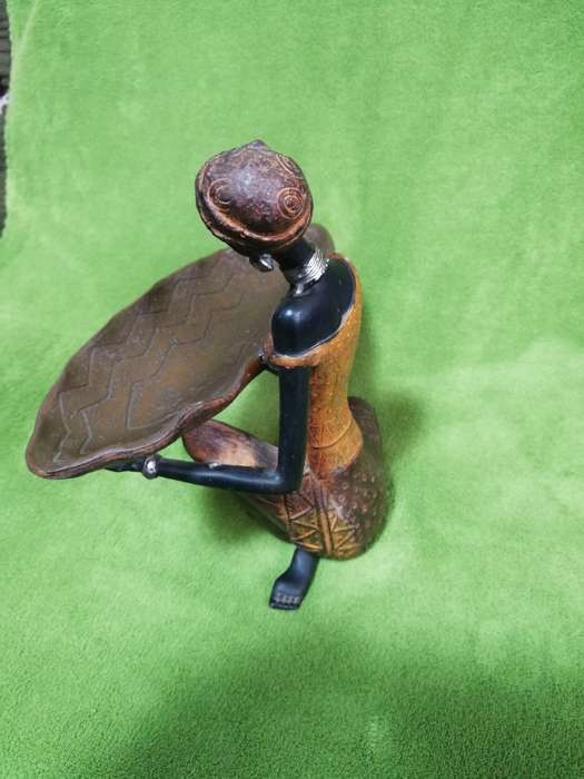 African Statue Sculpture, resin handprinted. Ideal as Reception area sweet/ business cards bowl