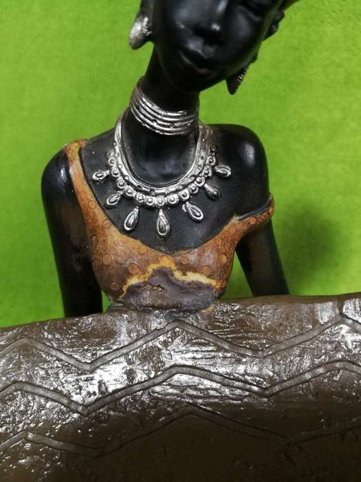 African Statue Sculpture, resin handprinted. Ideal as Reception area sweet/ business cards bowl