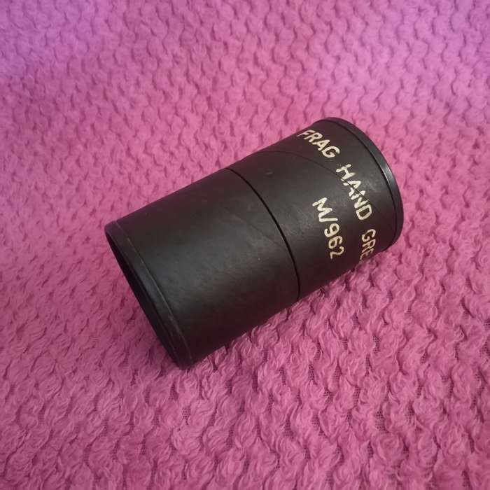 Vintage Empty storage container for M/962 Hand Grenade. Ideal for `man cave` Display item