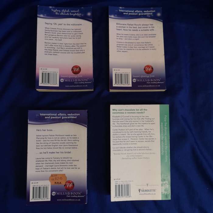 Mills & Boon (3) with 1 Silhouette Book. See pics for title and synopsis. Thanks for Your Support!