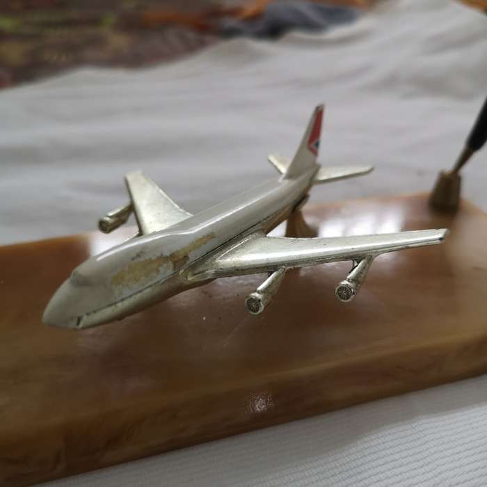 Vintage 1970`s Lesney Giftware British Airways Desk Pen Holder, Matchbox Boeing 747 SP 10 Metal.