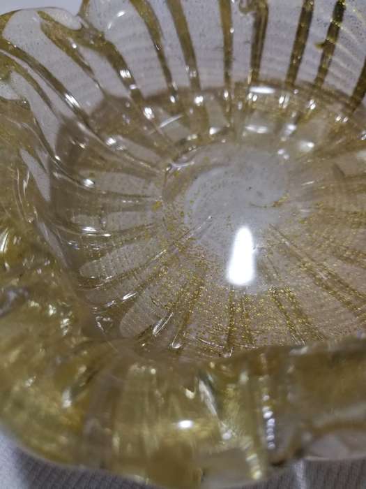 VINTAGE MURANO GLASS ASHTRAY /BOWL AVENTURINE GOLD VENETIAN GLASS