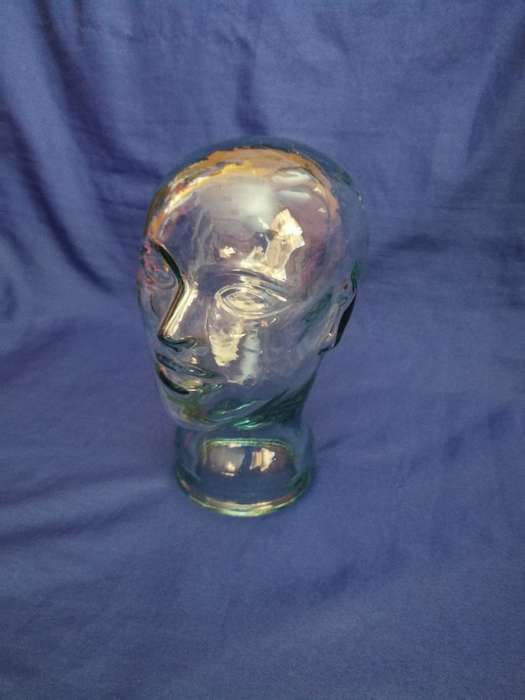 Thick Clear Glass Mannequin Head for Display / Art / Decor- Vintage