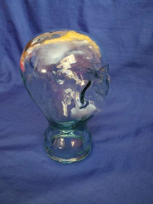 Thick Clear Glass Mannequin Head for Display / Art / Decor- Vintage